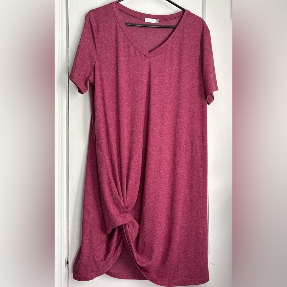 NWOT Bundle of 3 Locryz Twist-Hem V-Neck Tunic Berry Pink, Black & Blue Sz: XL